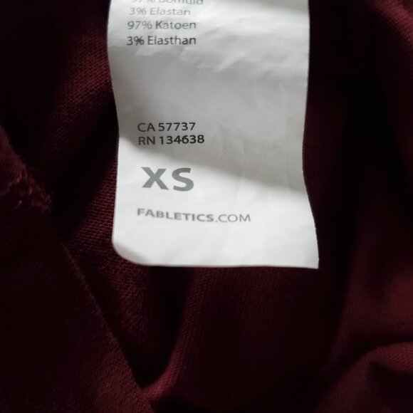Fabletics 100% Cotton Front-Twist Tee Merlot Red Color XS/4 - Picture 5 of 8
